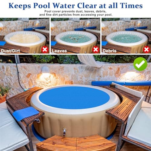Solar Hot Tub Spa Bubble Cover Blanket for 6 7 Ft Round Inflatable Hot Tub Spa Pool Thermal Insulation Floating Bubble Wrap Covers Blankets(6 Ft)