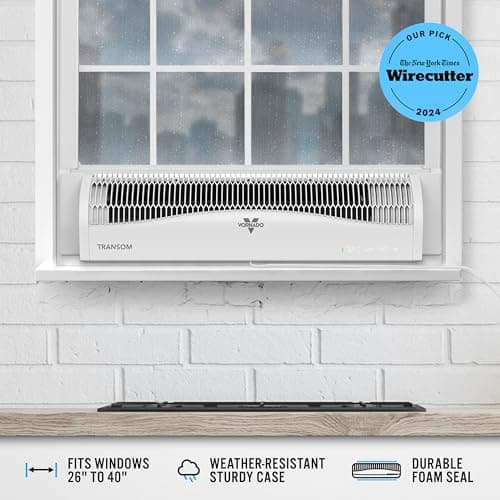 Vornado TRANSOM Window Fan with 4 Speeds, Remote Control, Reversible Exhaust Mode, Weather Resistant Case, Whole Room, Ice White