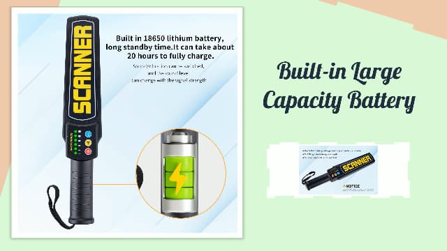 Handheld Metal Detector Wand Rechargeable, Security Wand, for Safety Inspection, Scanning All Metal Products (with Built-in Battery)