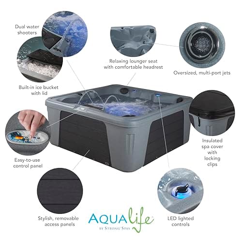 Palm Beach Outdoor Hot Tub, 5-6 Person 30-Jet, 69-Port Lounger Spa with Ice Bucket by Aqualife by Strong Spas