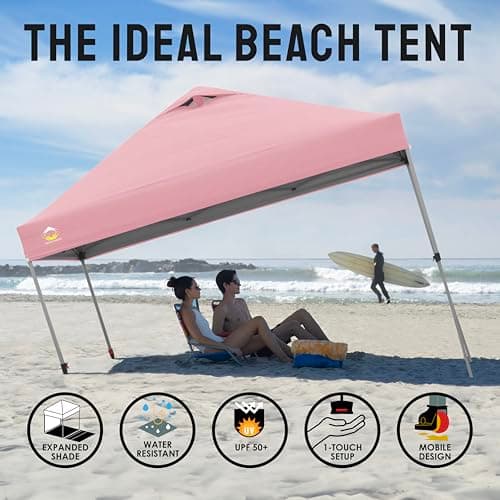 CROWN SHADES 10x10 Pop Up Canopy, Patented Center Lock One Push Instant Popup Outdoor Canopy Tent, Newly Designed Storage Bag, 8 Stakes, 4 Ropes