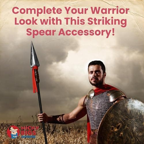 Nicky Bigs Novelties - Adult Plastic Spartan Spear, Roman Replica, Viking Spear Costume, Native American Weapons Roman Gladiator Woman and Men Spartan Halloween Costume