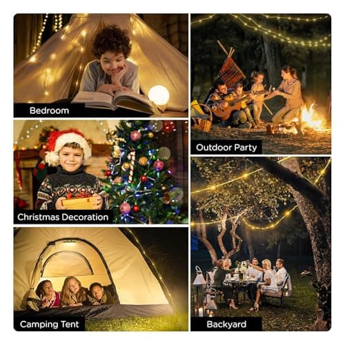 OGERY Camping String Lights, 4 in 1 Quick Storage 32.8FT Rechargeable Tent Lights String with 8 Lighting Modes, Hanging Waterproof Portable LED Lamp for Outdoor Patio Awning Garden Party Essentials