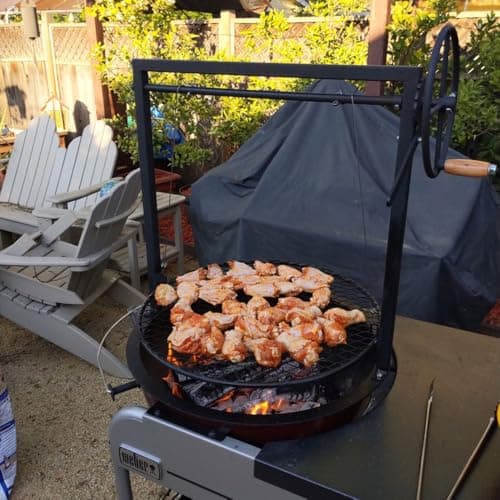 Ash & Ember Santa Maria Style Adjustable Cooking Grate Attachment, Fits 24" Kettle-Style Grills, Open Flame Campfire Cooking Grate, Outdoor Grill Cooking Accessories