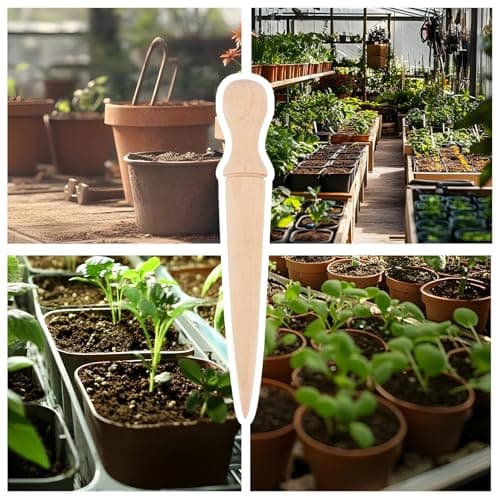 Wooden Hand Dibber, Ergonomic Sow Dibber Hole Punch, 5.79x0.79 inches, Scientific Gardening Excavation Tool for Planting, Yard, Balcony, Nursery, Seedling Transplanting