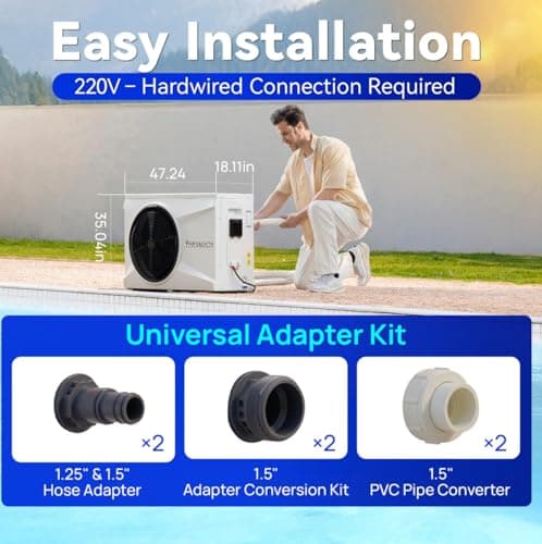 Aquastrong 75,000 BTU Inverter Swimming Pool Heat Pump, 21,000 Gallons Electric Pool Heater for Above Ground and Inground Pool, WiFi Capable Timer, Heating and Cooling Pool Heater 220V