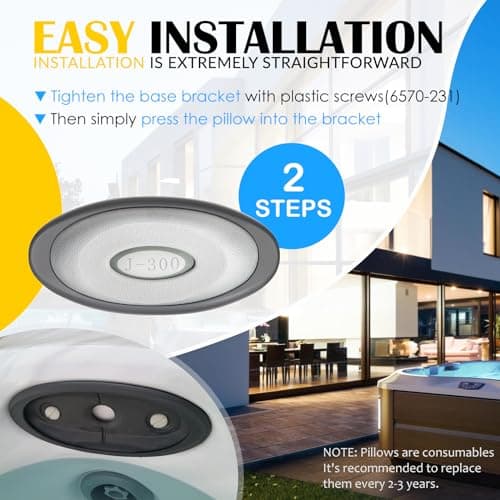 2472-824 Spa Oval Pillow Insert + Back Mount with LED Compatible Insert Fit for 2014+ Jacuzzi J-300 Series hot tubs (4-Pack)