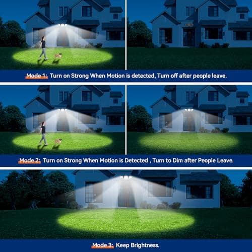 65W LED Security Lights Motion Flood Sensor Lights Outdoor, 6500LM, IP65 Waterproof, 6500K Flood Light Outdoor Motion Detector with Adjustable 3 Head Detected Flood for Entryway Garage, Yard, Porch