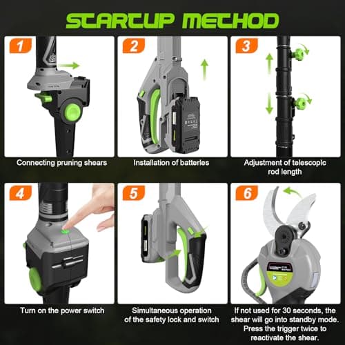 2 In 1 Pole Pruning Shears Cordless (2025 Upgraded), Electric Pruning Shears with LCD Display,1.5-2 Inch Cutting Diameter Pole Pruners for Tree Trimming, with 2 Pack 2.0Ah Batteries and Goggles