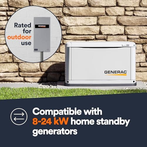 Generac RTSW400A3 400 Amp Single Phase Generator Automatic Transfer Switch - Service Entrance Rated - NEMA 3R Outdoor Rated Aluminum Enclosure - Power Management for Indoor and Outdoor Use