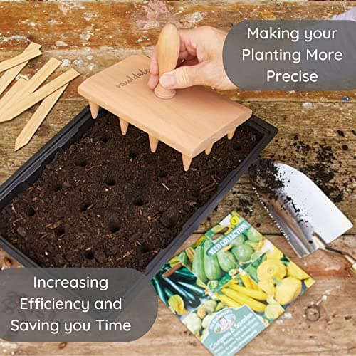 Muldale Multi Seed Dibber Garden Tool - Seedling Spacing Tool with Handle - Plant Dibber Yard - Seed Spacer - Made in England - Dibbler Gardening Accessory