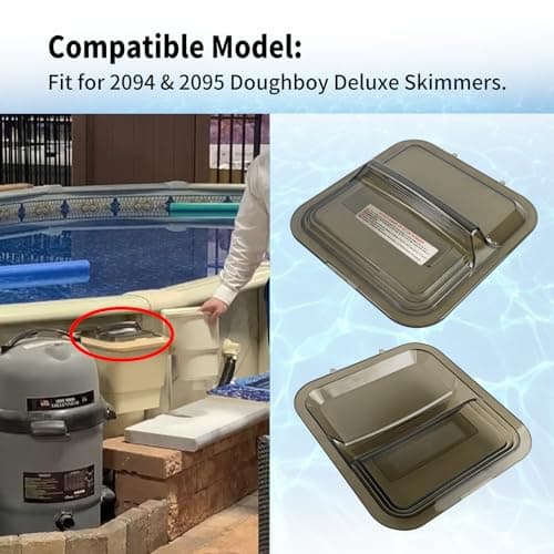 XJJ 1107-1356 Skimmer Lid Clear Tinted Black, Fit for 2094 & 2095 Doughboy Deluxe Skimmers, Replaces Skim-line Vacuum Skim Filter lid 1121-1349 11211349