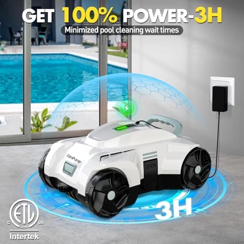 Automatic Pool Vacuum Robot, Cordless Robotic Pool Cleaner for Inground Pools, Pool Vacuum Cleaner Automatically Removes Debris Underwater, 90-120Min Runtime, Ideal for Flat Above Ground Pools