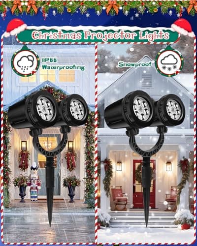 Christmas Projector Lights Outdoor, Clearer Snowflake Projector Lights IP65 Waterproof, LED Rotating Snowfall Decor Lamp for Xmas Holiday Wedding Indoor Party New Year Garden Decorations