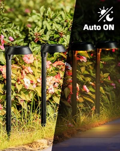 Solar Lights Outdoor Waterproof, LED Solar Pathway Lights Outdoor Garden Landscape Lighting for Walkway Driveway, Auto On/Off, 6 Pack