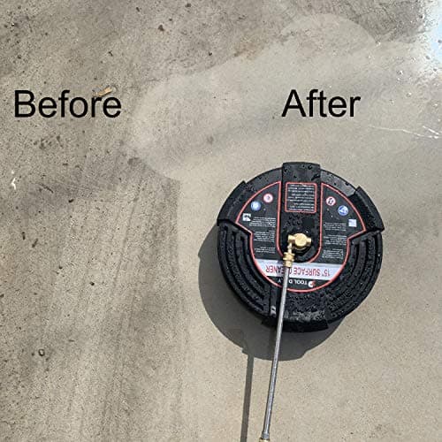 Tool Daily 15 Inch Pressure Washer Surface Cleaner Attachment with Wheels, with 2 Power Washer Extension Wands and 2 Replacement Nozzles, 3600 PSI, Black