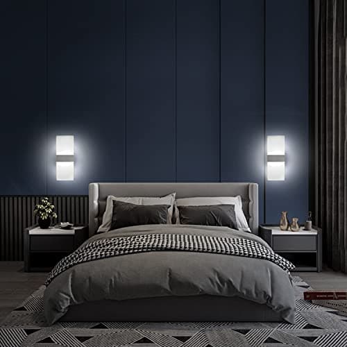 KICAAO Modern Wall Sconces Set of Two, Led Wall Light 10w, 6000k White Light Up Downlight, Hardwired Acrylic Wall Light Lighting, Suitable for Living Room Corridor Bedside (Cool White 6000K 2Pack)