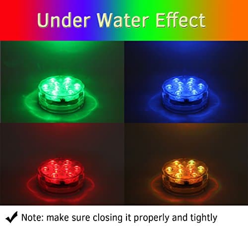Submersible LED Lights Remote Control Battery Powered, RGB Multi Color Changing Waterproof Light for Pool, Vase Base, Spa, Aquarium, Pond, Hot Tub, Decoration, Party, 2-Pack