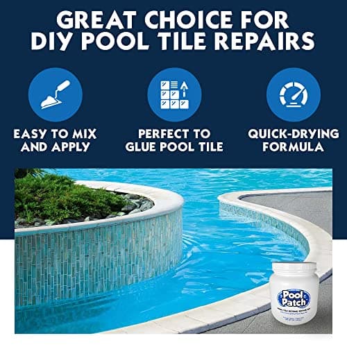 Pool Patch Gray Pool Tile Adhesive Thinset Repair Kit 3 lb - Easy to Mix and Apply Setting Formula - Perfect to Glue Pool Tile - Quick-Drying, Extra Strong Bond - (coverage: approx. 6 sq. ft)
