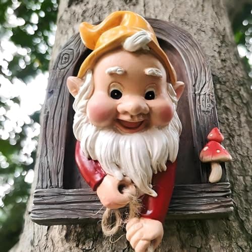 Climbing Gnomes Tree Faces Decor Outdoor for Yard - Cute Gnome Garden Statue Art Resin Dwarf Sculpture for Yard Outdoor Decoration Ornaments
