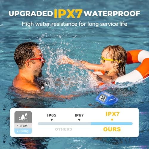 Pool Thermometer Solar Digital Floating, High Precision Large Screen Without Fogging with Double-Sided Display Screen for Swimming Pool, Aquarium, Spa, Hot Spring, Ponds