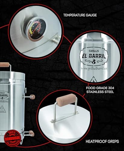 Grill & Smoker Barrel (MEDIUM)| 100% Stainless Steel Barrel | You can Grill, Smoke, Roast & Bake| Smokeless, Even Heat Distribution & Perfect Preservation for Your Meats, Charcoal