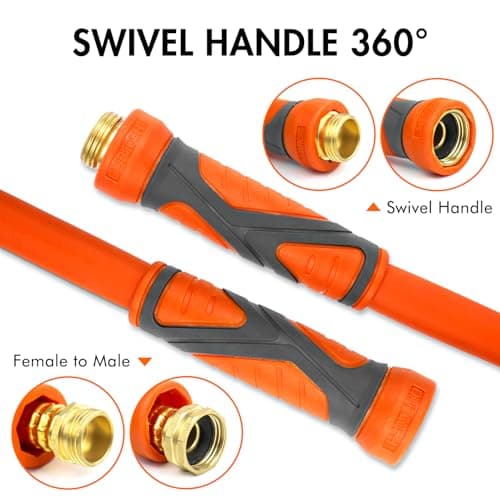 Garden Hose 75 ft x 5/8", Heavy Duty Water Hose, Flexible 75 foot garden Hose, Lightweight water Hose with Swivel Handle,3/4" Male to Female Fittings, Burst 600 PSI