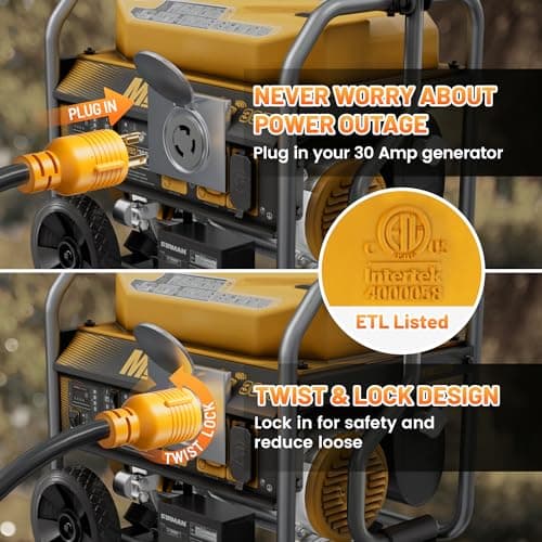MECMO Shore Power NEMA L5-30P to 3X 5-15R/5-20R RV Generator Adapter Marine 30 Amp to 110 15 Amp Household Regular Connector, 30A 3 Prong Locking Generator Male L5-30P to 5-15R 5-20R 3-Way Female