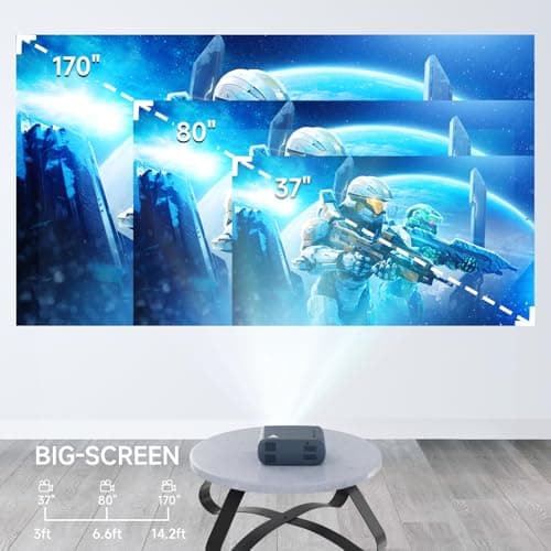 Mini Projector, iTJQ Portable Projector 1080P Supported for Indoor Outdoor Movies, Phone Projector Compatible with iOS/ Android, Laptop, TV Stick/ PS5, USB/HDMI/Type-C