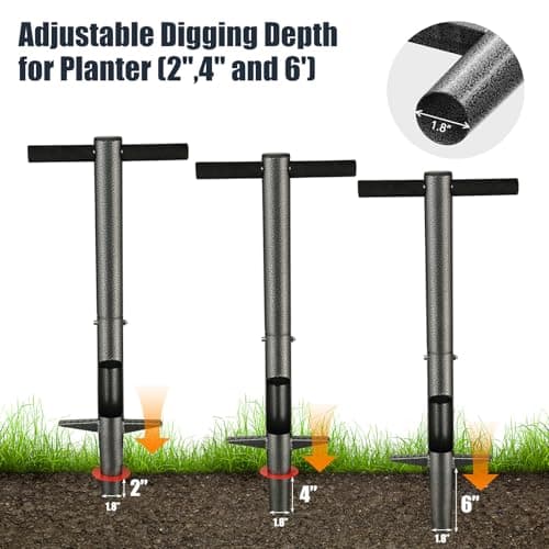 Bulb Planter Tool, 33.5 inch Long Handle Garden Sod Plugger to Dig Hole, Heavy Duty Metal Garden Tools for Soil Test Planting or Weeding Spring Flowers Bulbs,Bedding Plants,Tulips, Lilies, Potato