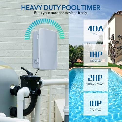 BN-LINK Pool Pump Timer, Outdoor Indoor Smart Wi-Fi Timer Box, 2HP 40A Max, 120, 240, 277 VAC, for Pool Pump, Water Heater, Fans, SPA, APP Remote Control, Compatible with Alexa, Google Assistant