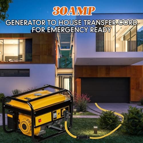 NEMA TT-30P to L14-30R Generator Adapter Cord, Generator Transfer Switch, Generator House Inlet Box Adapter, 30Amp 3Prong Male 4Prong Locking Female Generator Cord, 10 AWG, 1FT, ETL Listed