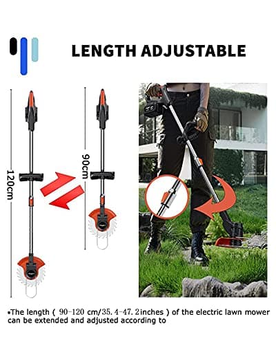 Cordless Lawn Mower with Battery and Charger,21V Lawn Trimmer Grass Edger with Two 2.0Ah Li-Ion Battery Powered & 3 Cutting Blade Types, Compact Power Tool for Lawn Yard Work, Black