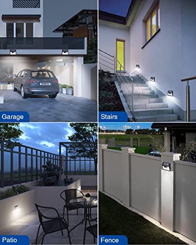 Peasur Solar Lights Outdoor Motion Sensor, 6 Pack 140 LED Solar Powered Fence Light Waterproof, 3 Modes Security Wall Lighting for Outside Yard Deck Garden