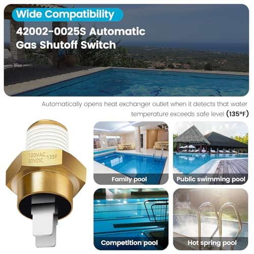 puxyblue 2025 New 42002-0025S 140F Automatic Gas Shutoff (AGS) Switch Replacement for Pentair Mastertemp and Sta Rite Max-E-Therm Pool and Spa Heater Electrical Systems Replace 42001-0063S