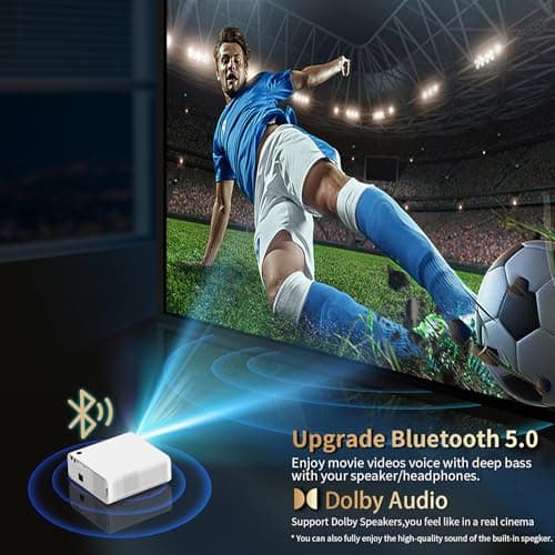1800 Ansi Smart Outdoor Projector 4K with WIFI and Bluetooth,Auto Focus,DoIby Audio,ARC,PPT,Outdoor Movie Home Projector 4k HDR10+30W Speaker,50%Zoom,500''Display,Compatible w/ TV Stick,iOS,Android,PC