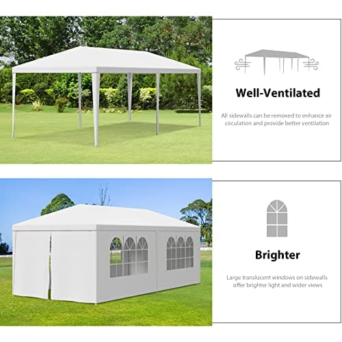 10 x 20 Outdoor Party Wedding Tent Canopy Camping Gazebo Storage BBQ Shelter Pavilion, 6 Removable Sidewalls (10x20)