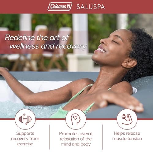 Coleman SaluSpa AirJet 4 to 6 Person Inflatable Hot Tub Square Portable Outdoor Spa with 114 Soothing AirJets and Insulated Cover, Gray