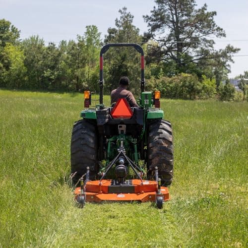 Titan Attachments 3 Point PTO Finish Mower, 60" Cutting Width, Category 1 Hitch, Rear Discharge, Requires 25-40 HP Tractor, Low-Noise Cast Iron Gearbox, Orange Finish