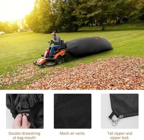 Lawn Tractor Leaf Bag, Grass Catcher Bag, 78.7 x 51.1Inch, Large Capacity for Fast Leaf Collection, Mesh Vent Design,Upgraded Thickened Heavy Duty Material Fits for Most Riding Lawn Mowers