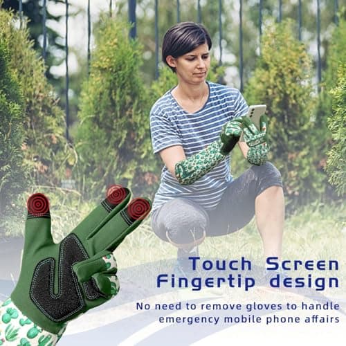 Schwer Gardening Gloves for Women, Rose Pruning Gloves with Forearm Protection, Breathable and Comfortable Thorn Proof Garden Glove with Touch Screen for Yard & Outdoor Work (Medium 1 Pair)