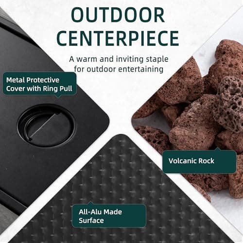 SUNLEI 45" Gas Fire Pit Table, 2 in 1 Fire Pits & Outdoor Fireplaces with Removable Lid & Waterproof Cover, 50000 BTU Patio Outdoor Propane Fire Pits with Lava Rock and Alumium Frame Tables