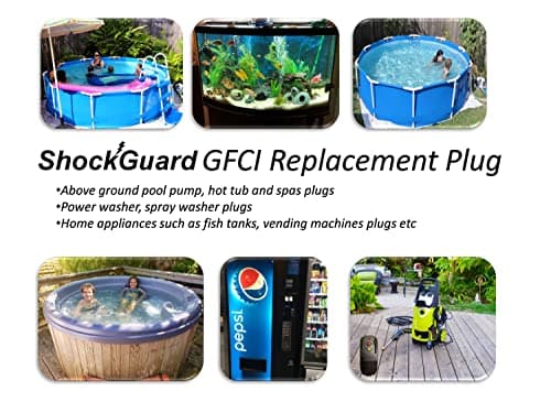 GFCI Replacement Plug Assembly 3-Prongs for Pressure Washer, Inflatable Pool Pump, Above Ground Plug-n-Play hot tub