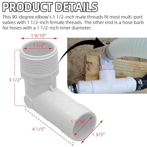 TonGass (2-Pack) 1 1/2" MPT by 90 Degree Barb Elbow Hose Adapter Compatible with Hayward Pool Pumps and Filters Replacement Hayward SPX1105Z4