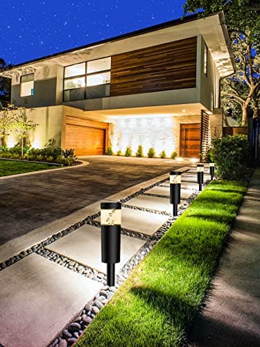 5W Low Voltage Landscape Pathway Lights with Connectors 12V Outdoor Landscape Lighting LED Bollard Path Lights Wired IP65 Waterproof Warm White Walkway Lights for Garden Yard Lawn (12Pack)