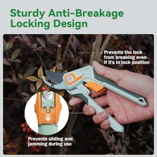 PrunePro Pruning Shears for Gardening Professional Bypass Hand Pruner Up to 1 Inch Cut Capacity Sharp Stainless Steel Blade Garden Scissors Plant Flower Garden Clipper 1 Pack