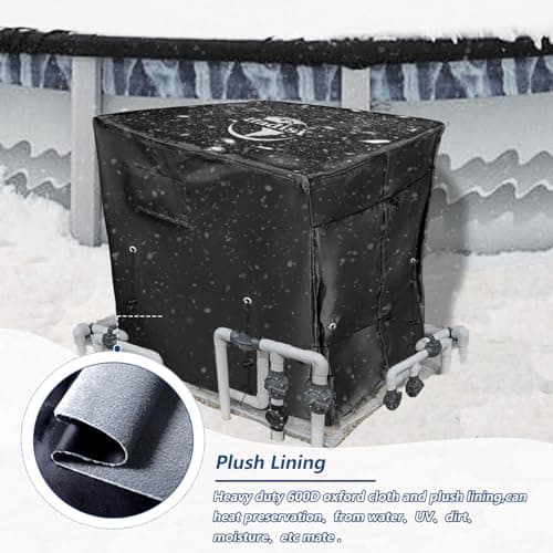 Pool Heater Winter Cover,with Plush Lining,Waterproof Swimming Pool Heater Cover Can Be Scaled to Different Sizes,Suitable for Most Heater up to 39" WX33 DX36 H