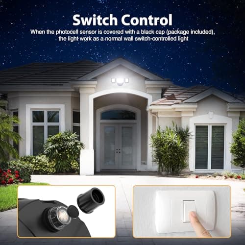 Onforu 60W LED Dusk to Dawn Flood Lights, 6000LM Exterior Security Outdoor Lighting, IP65 Waterproof Outdoor 3 Adjustable Heads Photocell Light Fixture, 6500K Floodlight for Garage, Patio, Yard