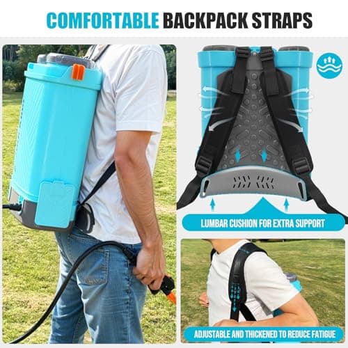 Battery Powered Backpack Sprayer 4 Gallon, 0-100 PSI Adjustable Pressure Sprayer Compatible with Makita 18V Battery, Electric Sprayer with Wand, 5 Nozzles, 2.6Ah Battery&Charger Included