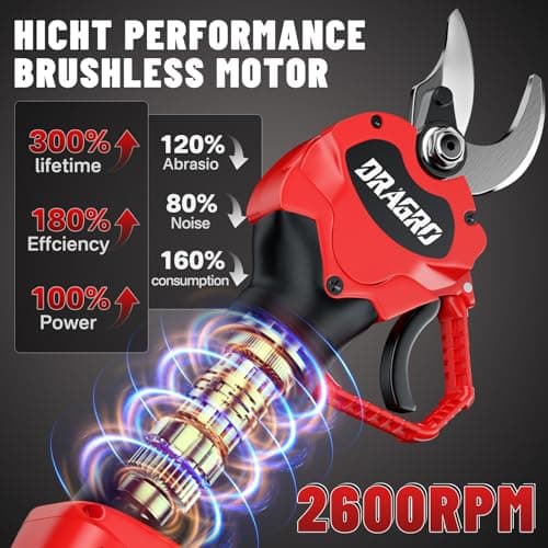 Electric Pruning Shears Professional Cordless Electric Pruning Battery Powered, Tree Branch Pruner with 2 PCS Rechargeable 2 Ah Lithium Battery - 30mm (1.2inch) Cutting Diameter
